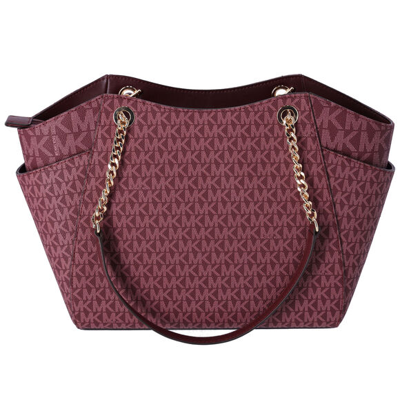 Michael Kors Jet Set Travel Large Chain Shoulder Tote Oxblood Multi MK - Picture 3 of 4